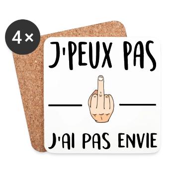 J'peux pas j'ai pas envie - Dessous de verre (lot de 4) - blanc - Devant