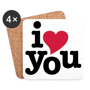 i love you - i heart you - Coasters (set of 4) - white - Front