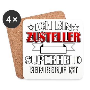 Zusteller - Superheld - Untersetzer (4er-Set) - Weiß - Vorne
