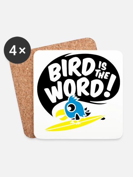 surfing bird - bird is the word - surfin bird - Coasters (set of 4) - white