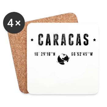 Caracas Coordonnées Géographiques Stylisées - Dessous de verre (lot de 4) - blanc - Devant
