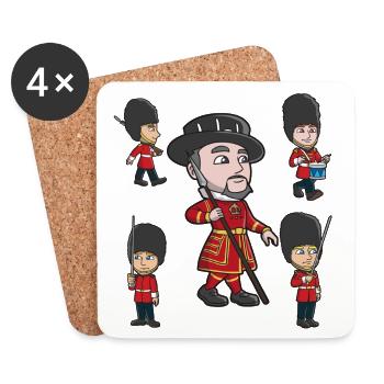 Royal Guard Parade Cartoon - Coasters (set of 4) - white - Front
