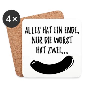 Alles Wurst schwarz - Untersetzer (4er-Set) - Weiß - Vorne
