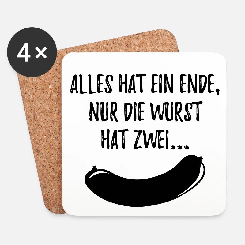 Alles Wurst schwarz - Untersetzer (4er-Set) - Weiß
