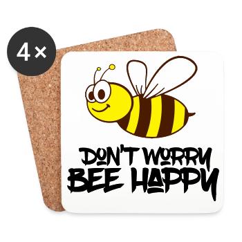 bee happy - Untersetzer (4er-Set) - Weiß - Vorne