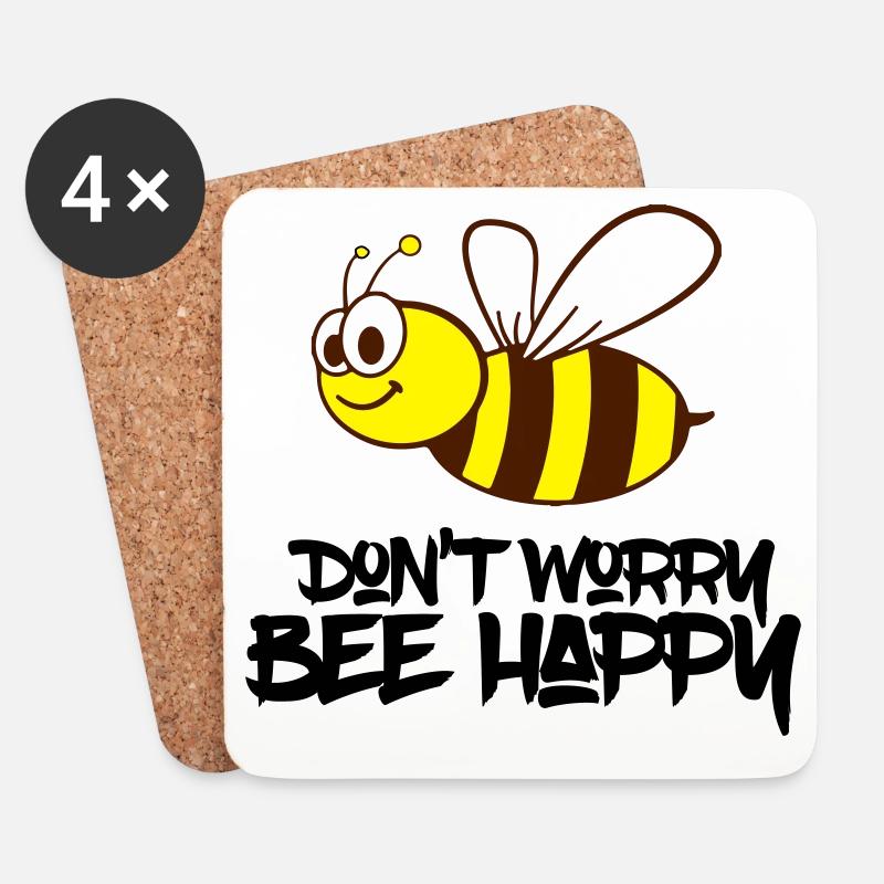 bee happy - Untersetzer (4er-Set) - Weiß