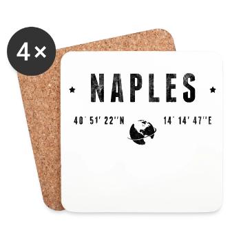 Naples Coordonnées Géographiques Stylisées - Dessous de verre (lot de 4) - blanc - Devant