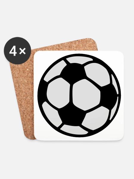 Fußball (zweifarbig) - Untersetzer (4er-Set) - Weiß