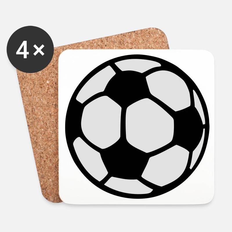 Fußball (zweifarbig) - Untersetzer (4er-Set) - Weiß