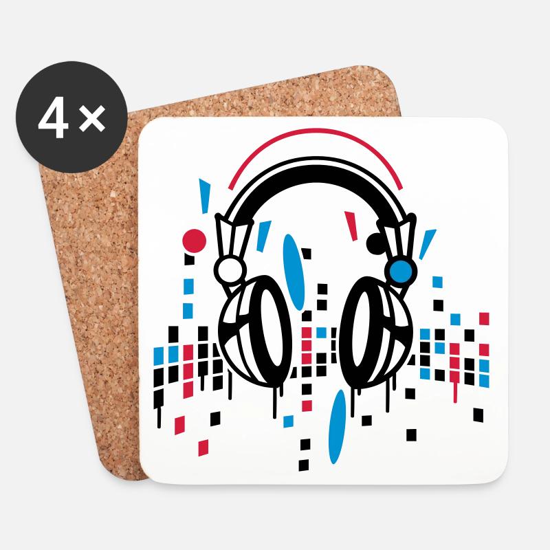 Kopfhörer Equalizer Zeichnung - Untersetzer (4er-Set) - Weiß
