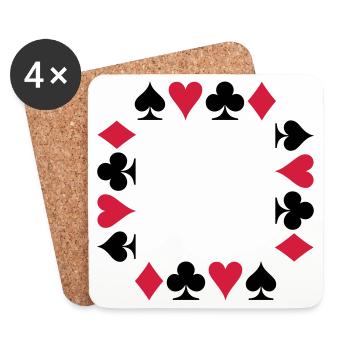 Cartes - Poker - Bridge - Dessous de verre (lot de 4) - blanc - Devant