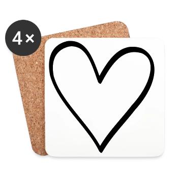 Symbole du coeur amour amitié cadeau de vie - Dessous de verre (lot de 4) - blanc - Devant
