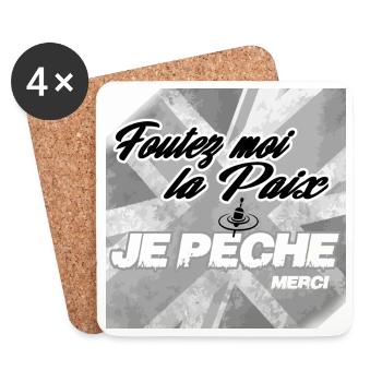 Pêche : Foutez-moi-la-paix - Dessous de verre (lot de 4) - blanc - Devant