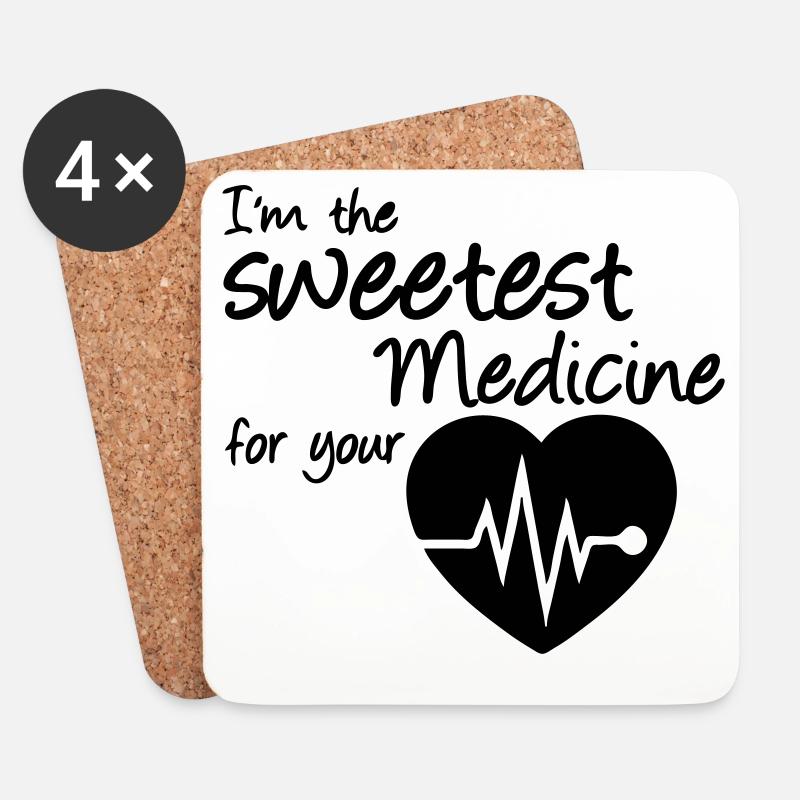 Sweetest Medicine Medizin Arzt Geschenk Spruch - Untersetzer (4er-Set) - Weiß