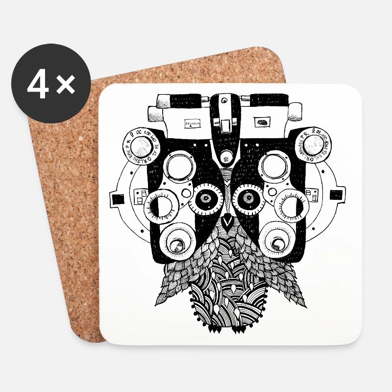 Phoropter owl - Dessous de verre (lot de 4) - blanc