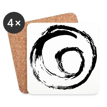 Swirl spiral Hand drawn swirl circle dot - Coasters (set of 4) - white - Front