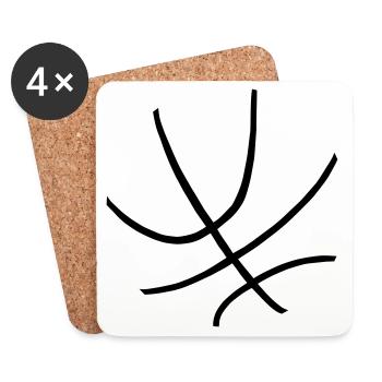 Ein Basketball - Untersetzer (4er-Set) - Weiß - Vorne