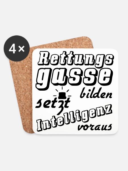Rettungsgasse Spruch Auto Verkehr Medizin Geschenk - Untersetzer (4er-Set) - Weiß