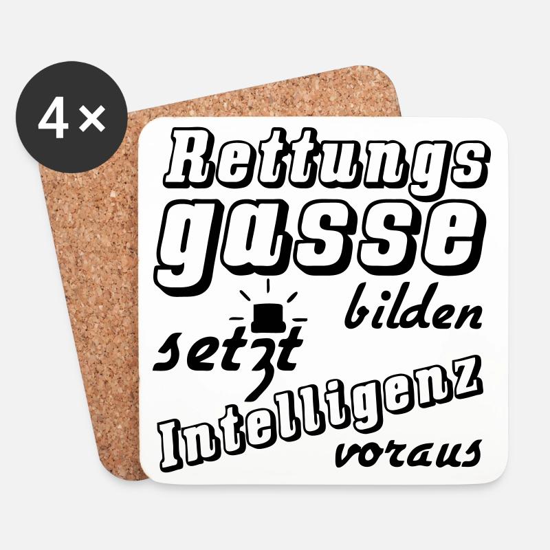 Rettungsgasse Spruch Auto Verkehr Medizin Geschenk - Untersetzer (4er-Set) - Weiß