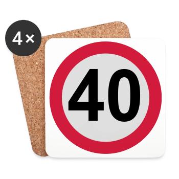 40 ans - Dessous de verre (lot de 4) - blanc - Devant