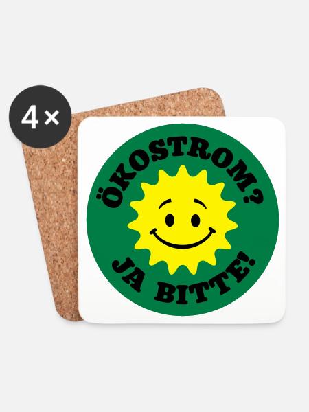 ökostrom ja bitte, atomkraft nein danke, bio öko - Untersetzer (4er-Set) - Weiß