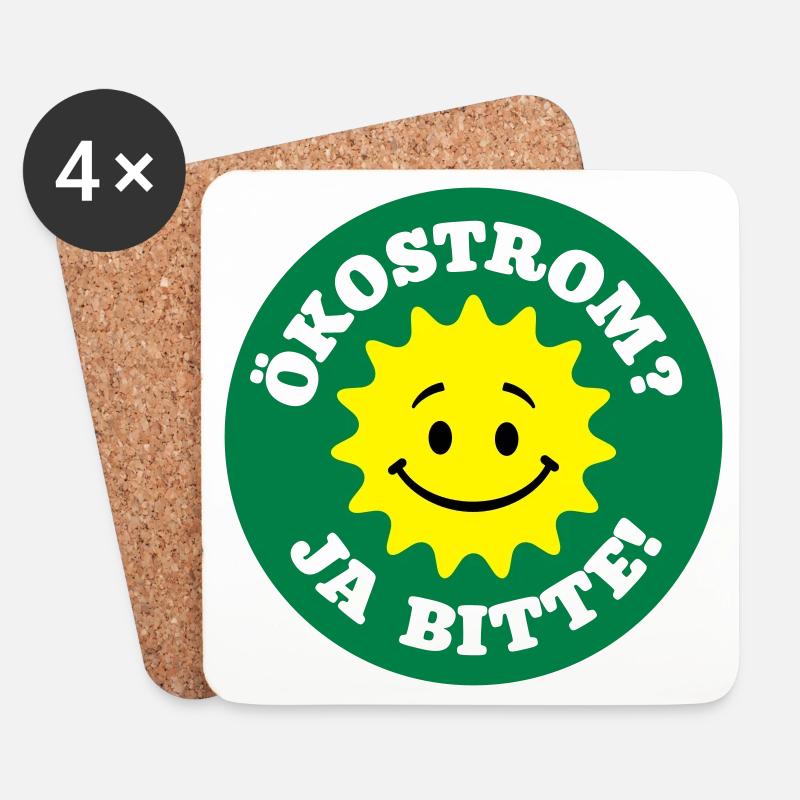ökostrom ja bitte, atomkraft nein danke, anti - Untersetzer (4er-Set) - Weiß