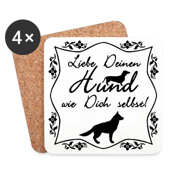 Hund Spruch Geschenk Haustier Tier Tierfreund - Untersetzer (4er-Set) - Weiß - Vorne