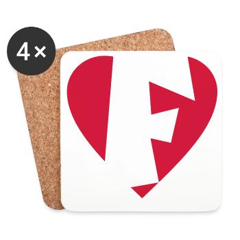 I love F - Herz F - Buchstabe F - Untersetzer (4er-Set) - Weiß - Vorne