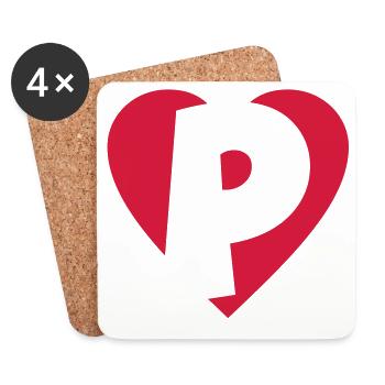 Heart P - I love P - Coasters (set of 4) - white - Front
