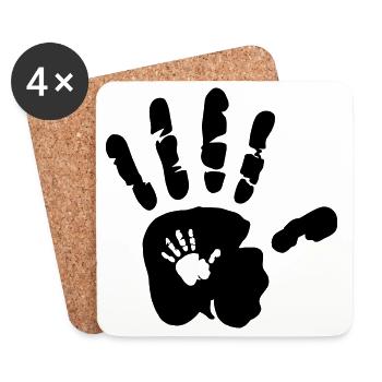 Hand in Hand - Händer - Mama - Baby - Papa - Kind - Untersetzer (4er-Set) - Weiß - Vorne
