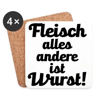 Fleisch. alles andere ist Wurst! - Untersetzer (4er-Set) - Weiß - Vorne