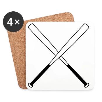 Baseballkeule, Schläger - Untersetzer (4er-Set) - Weiß - Vorne