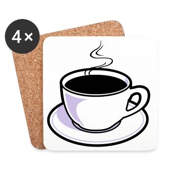 Kaffee, Tasse, Koffein - Untersetzer (4er-Set) - Weiß - Vorne