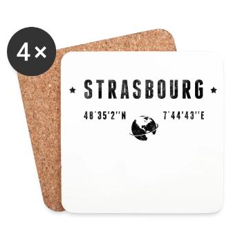 Strasbourg Coordonnées Géographiques Stylisées - Dessous de verre (lot de 4) - blanc - Devant