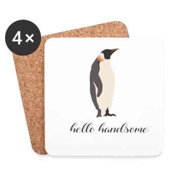 hello handsome - Dessous de verre (lot de 4) - blanc - Devant