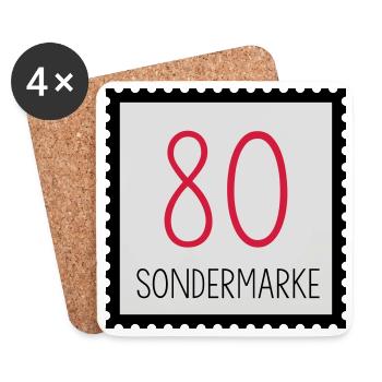 runder Geburtstag 80. Geburtstag Geschenk - Untersetzer (4er-Set) - Weiß - Vorne