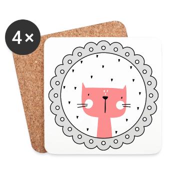 Cat picture frame cat portrait - Coasters (set of 4) - white - Front