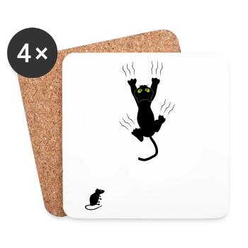 Yeux de nuit Néon Chat - Dessous de verre (lot de 4) - blanc - Devant