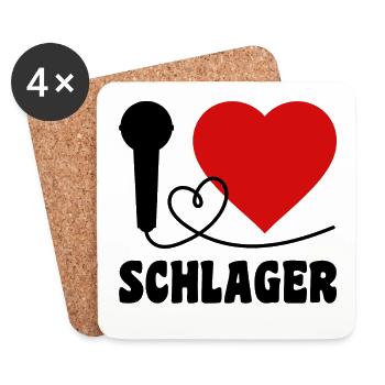 I Love Schlager - Untersetzer (4er-Set) - Weiß - Vorne