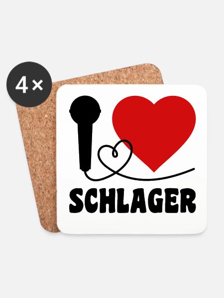 I Love Schlager - Untersetzer (4er-Set) - Weiß