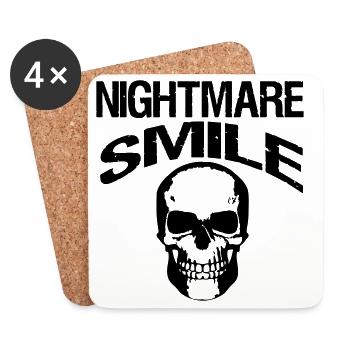 Cauchemar Sourire Halloween, Dictons, Cadeau - Dessous de verre (lot de 4) - blanc - Devant