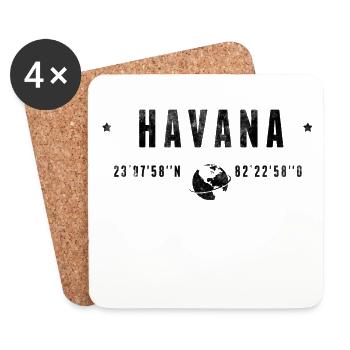 Havana Coordonnées Géographiques Stylisées - Dessous de verre (lot de 4) - blanc - Devant