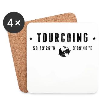 Tourcoing Coordonnées Géographiques Stylisées - Dessous de verre (lot de 4) - blanc - Devant