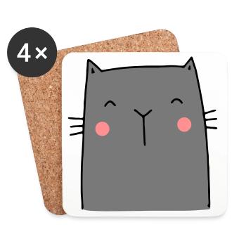 Cat Kitten Hangover I Gift for cat friends - Coasters (set of 4) - white - Front