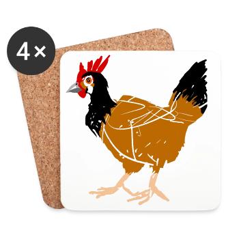 Poule - Dessous de verre (lot de 4) - blanc - Devant