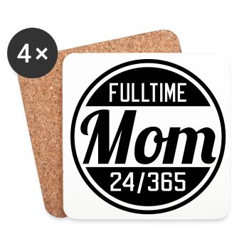 Fulltime Mom | Vollzeit Mutter - Dessous de verre (lot de 4) - blanc - Devant
