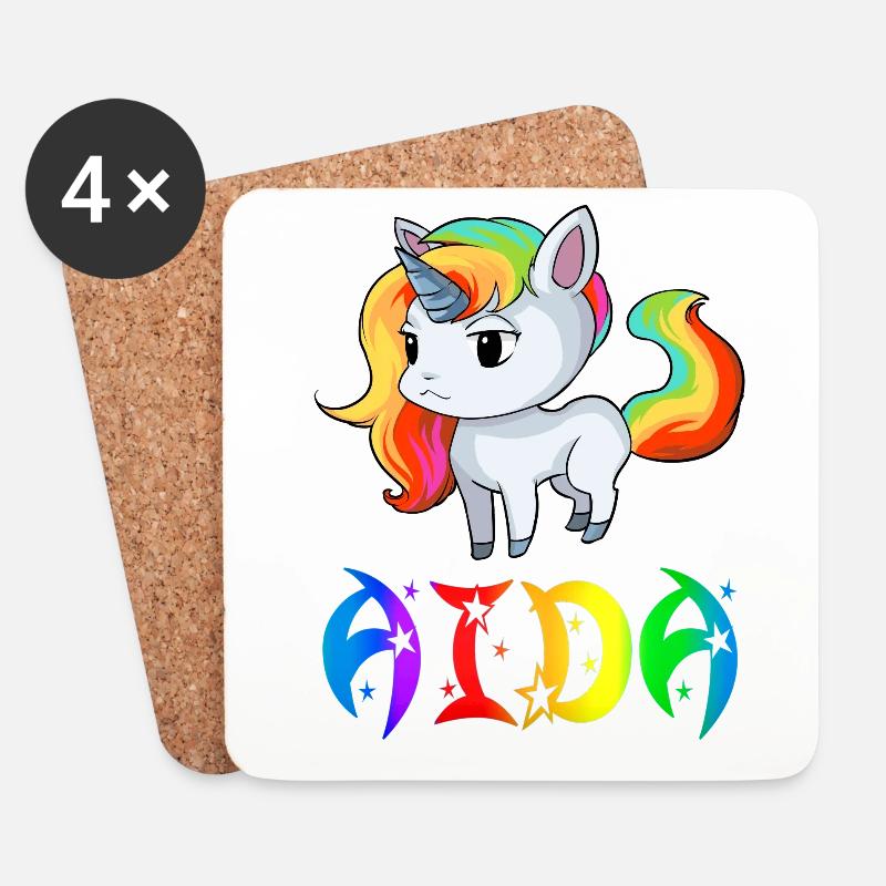 Einhorn Aida - Untersetzer (4er-Set) - Weiß