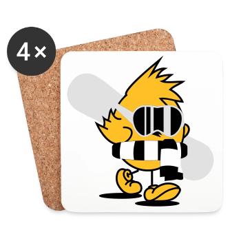 A chick with a snowboard, snowboard goggles and - Coasters (set of 4) - white - Front