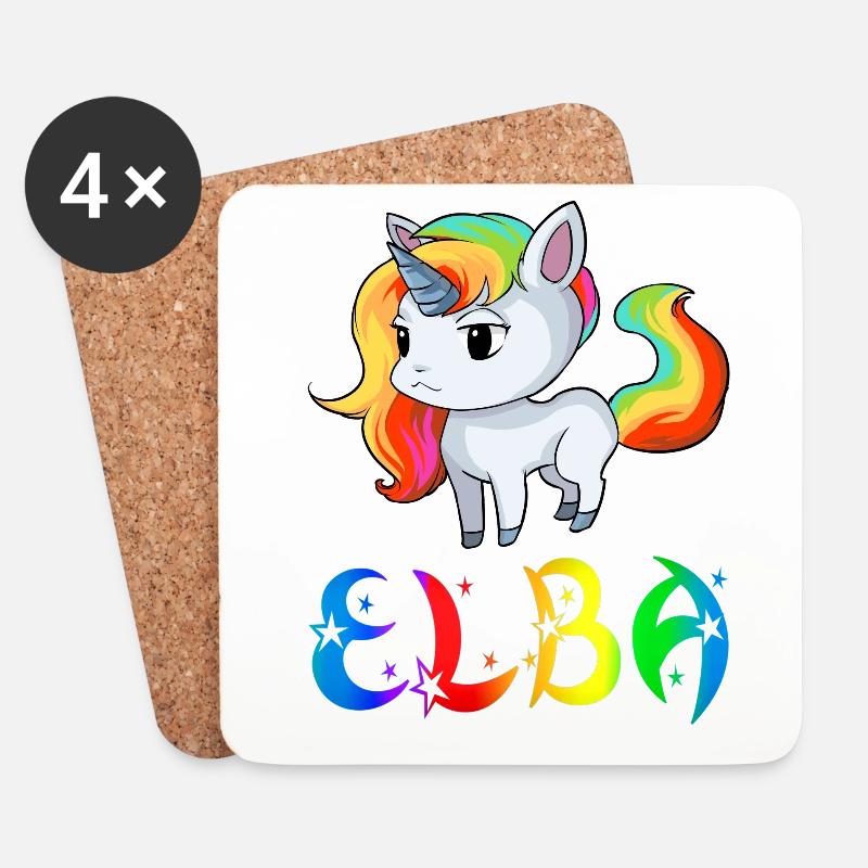 Einhorn Elba - Untersetzer (4er-Set) - Weiß