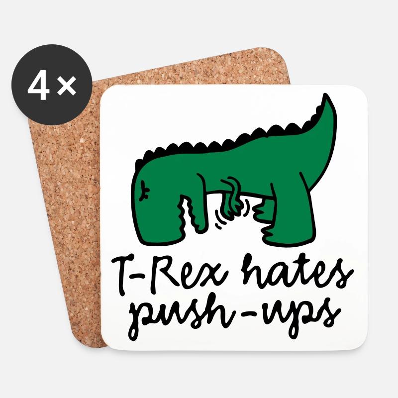 T-Rex hates push-ups - Untersetzer (4er-Set) - Weiß